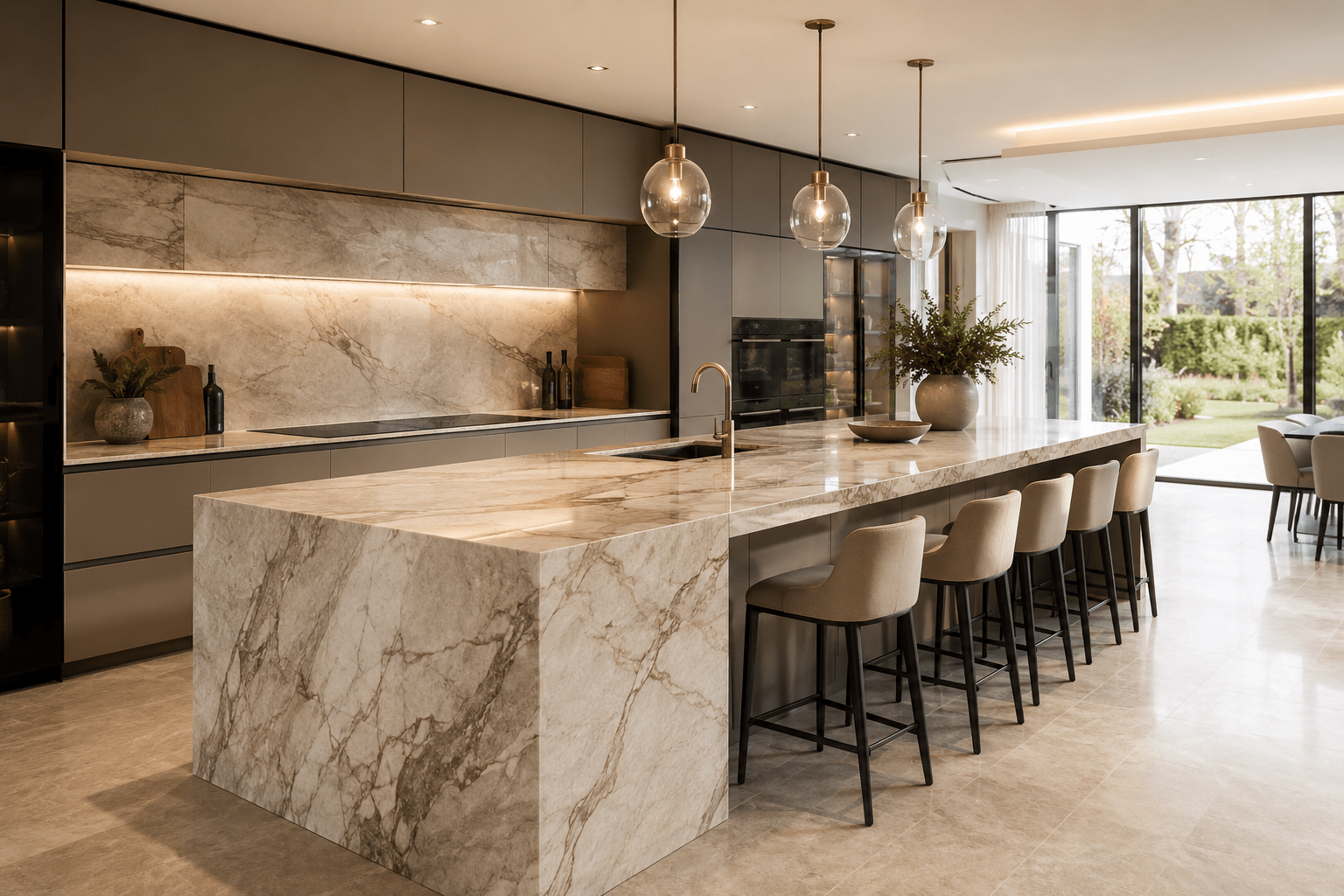 Elegant kitchen interior featuring premium Stone Worktops with a timeless design and luxury finish