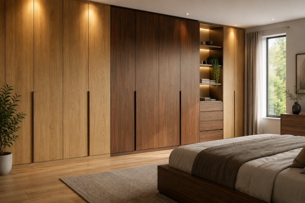 What Is the Best Wood for Fitted Wardrobes? 4 Best wood options for modern fitted wardrobes in a stylish bedroom