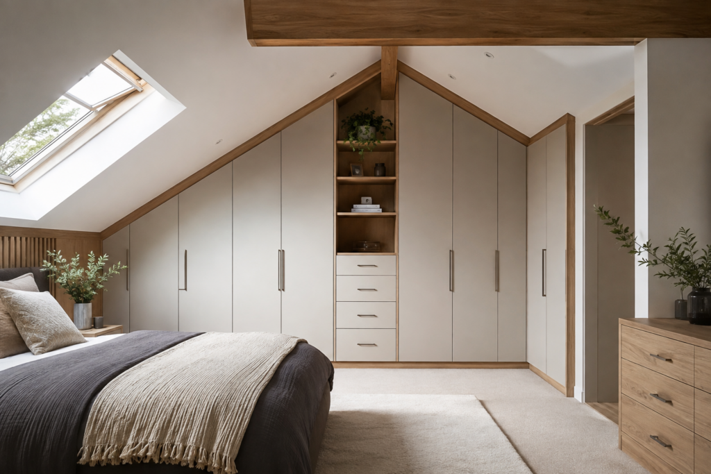 What Is the Process for Installing Fitted Wardrobes? 1 Fitted wardrobes installation process in a modern bedroom